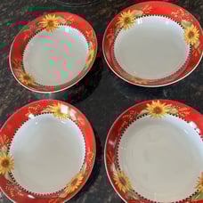 Sakura Stoneware Sally Eckman Roberts Chanticleer 7.5 Soup/Cereal Bowls Set of 4