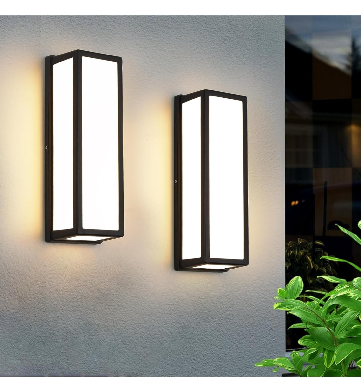 rosysky Outdoor Wall Sconce 2 Pack 30W LED Modern Porch Wall Lights Black