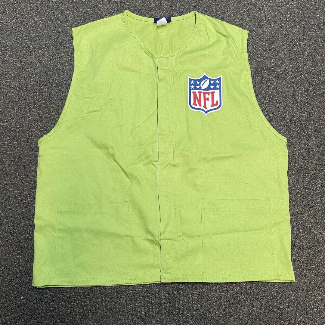 Vintage NFL Staff Vest Reebok Green Safety Media Field Employee RARE
