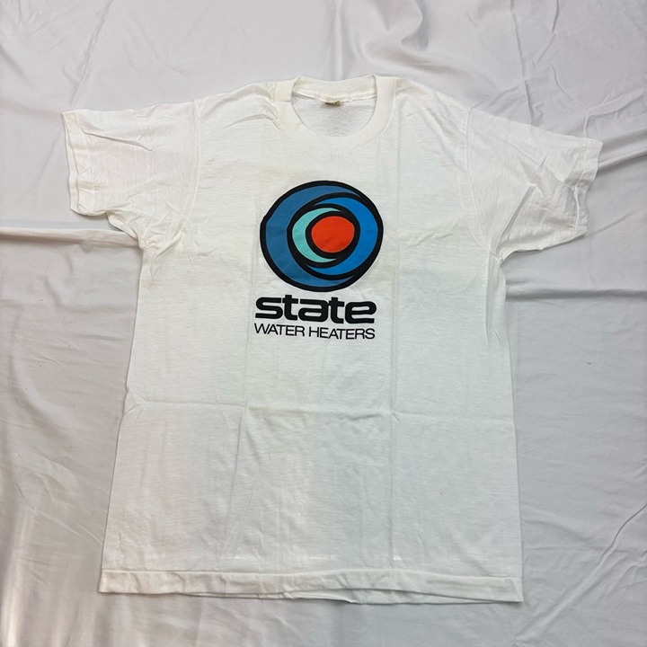 NEW Men's Size M 1970s Graphic T-Shirt White State Water Heaters Logo