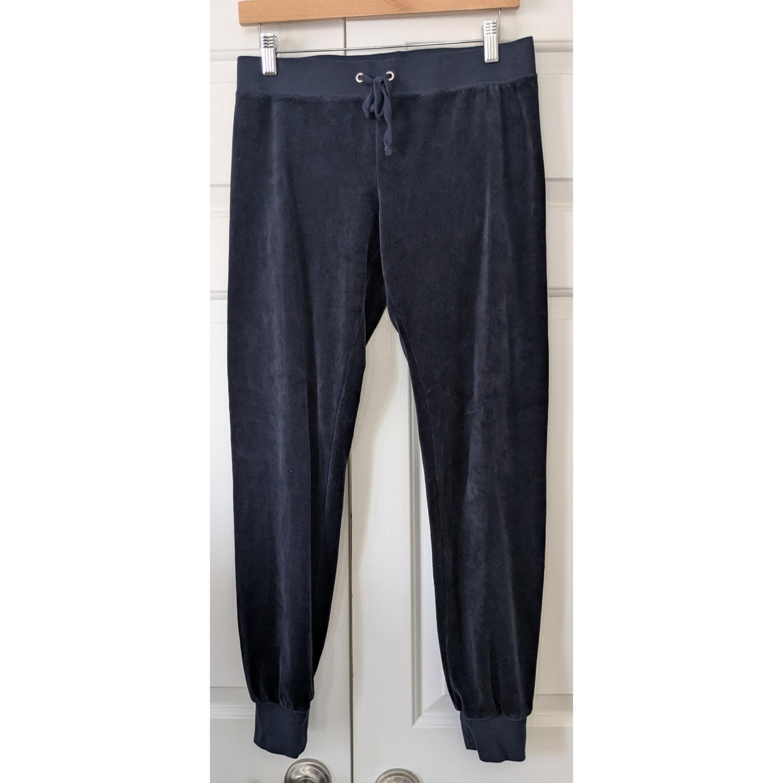Juicy Couture Black Label Velour Jogger Pants Navy Blue