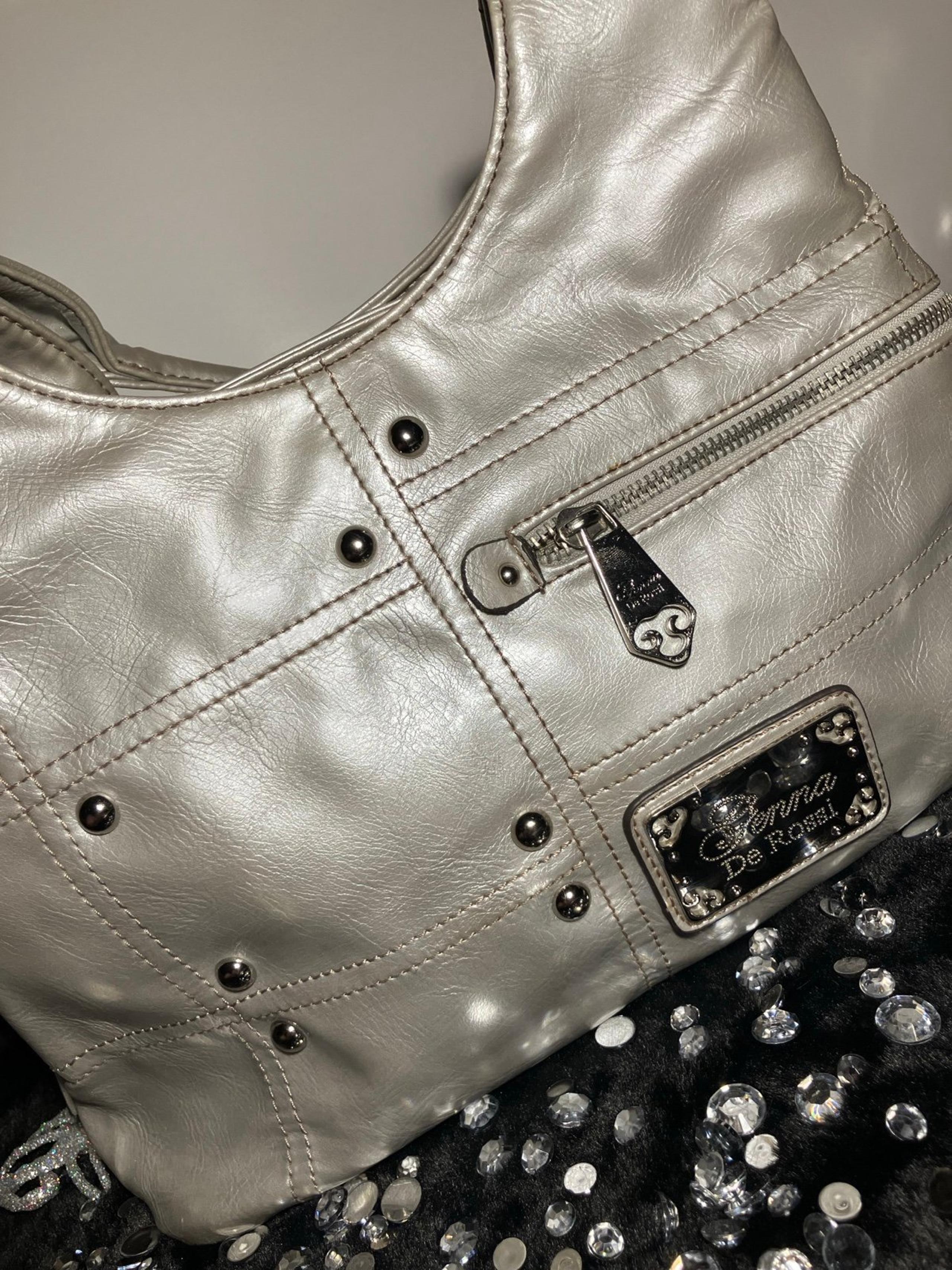 RARE Vintage Genna De Rossi Y2K Theme Shoulder Bag Purse (Silver / Metallic)