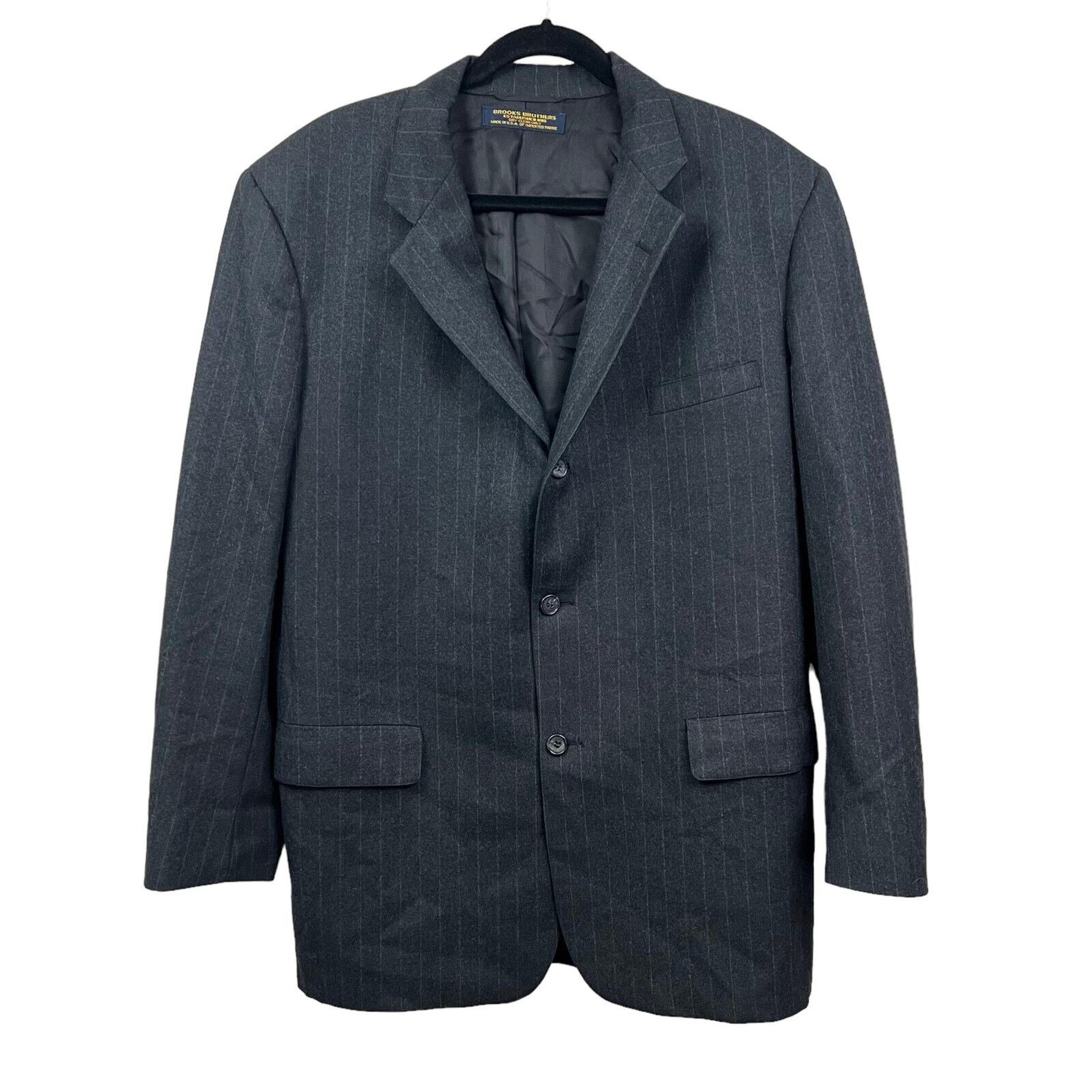 Brooks Brothers Wool Blazer Sports Coat Men Vented 3 Button Stripe Gray 44R