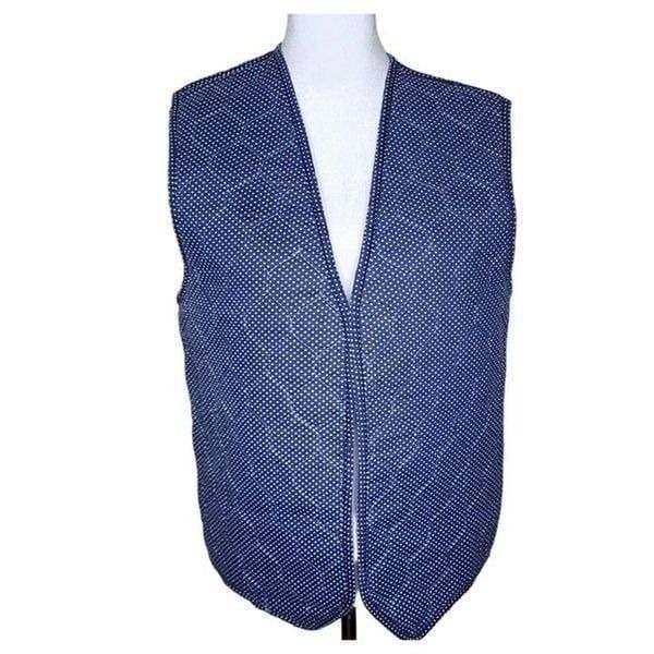 Vintage 80s Reversible Vest Womens Size M Blue Floral Quilted Romantic Country