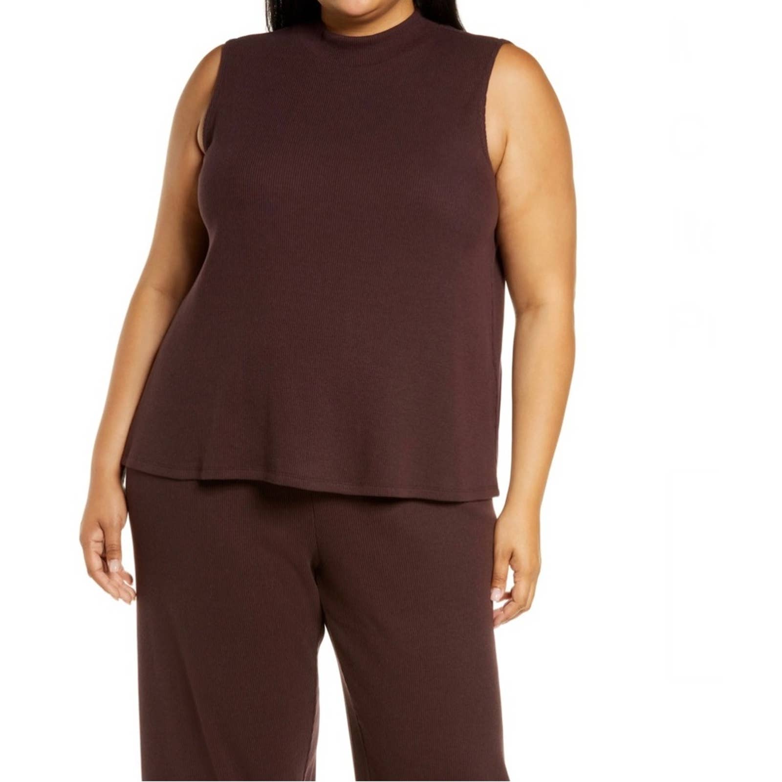 Eileen Fisher Mock Neck Rib Knit Tank