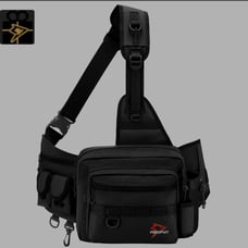 PISCIFUN SLING FISHING TACKLE BAG OUTDOOR FISHING STORAGE PACK. Black. New witho