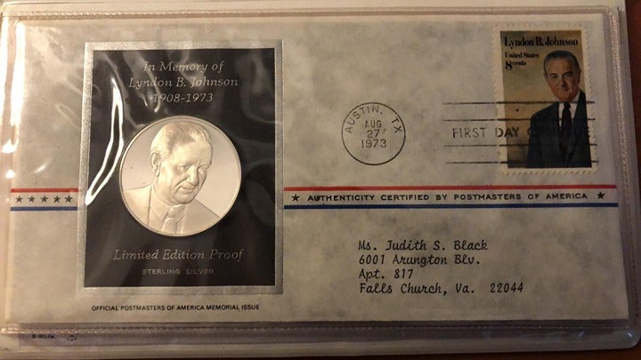 President L.B. Johnson Postmasters of America Sterling Silver First Day PNCover