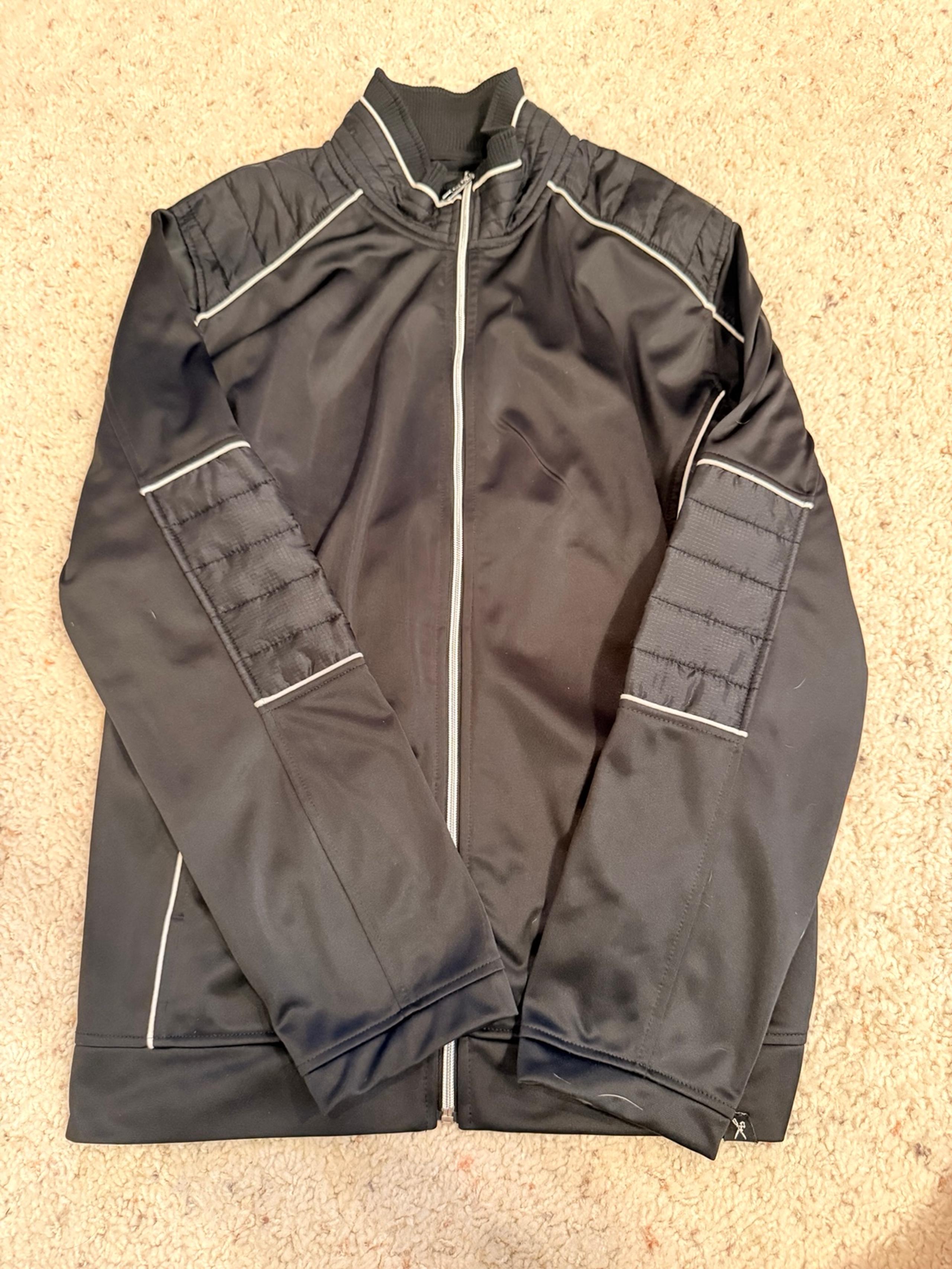 Marc Ecko Cut And Sew Mens Zip Up Jacket With Elbow Patches, Black Size Large