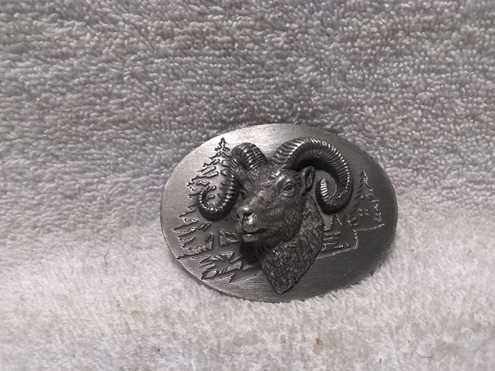 Siskiyou Silver 3D Big Horn Sheep Mountain Range 1992 Buckle G8 USA Made Great !