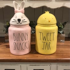 NEW Rae Dunn Large Easter Bunny Canister 14 Girl BUNNY SNACKS 2022