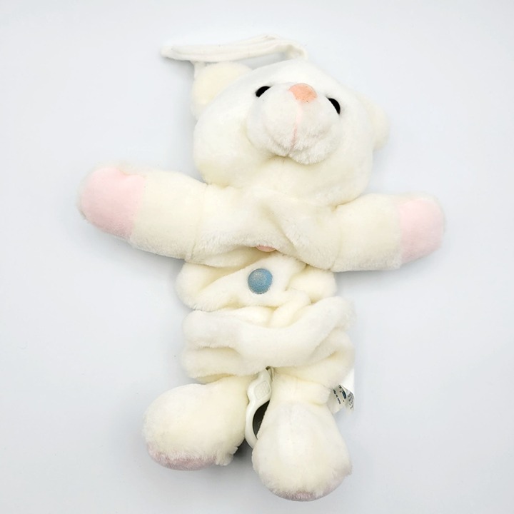 Vintage 1999 Snuggle Toy Cream and Pastel Pink Bear Plush Musical Crib Pull Toy