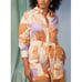 Eloquii Womens Linen Blend Print Romper Shorts Size 20 Tie Waist Long Sleeves