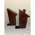 Bookends The Bombay Co House Shape 1992 Wood Windows Metal Bottom 9.5 Tall
