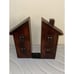 Bookends The Bombay Co House Shape 1992 Wood Windows Metal Bottom 9.5 Tall