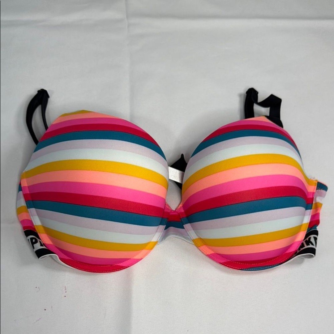 PINK Victoria's Secret Pink and Yellow Bra with Underwire Support