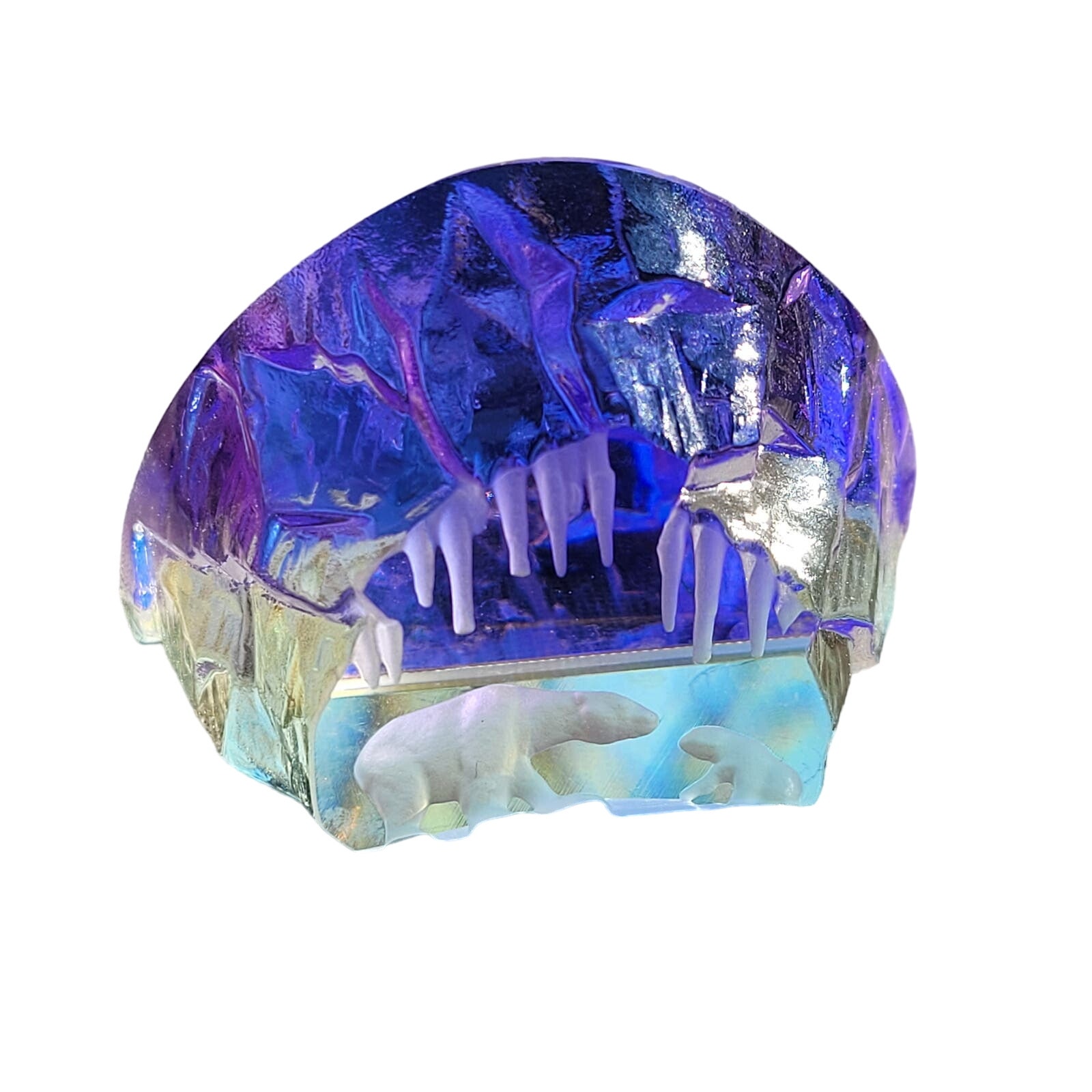 Polar Bear and Cub in Ice Cave ~ Iridescent Glass Rare and Unique Austrian