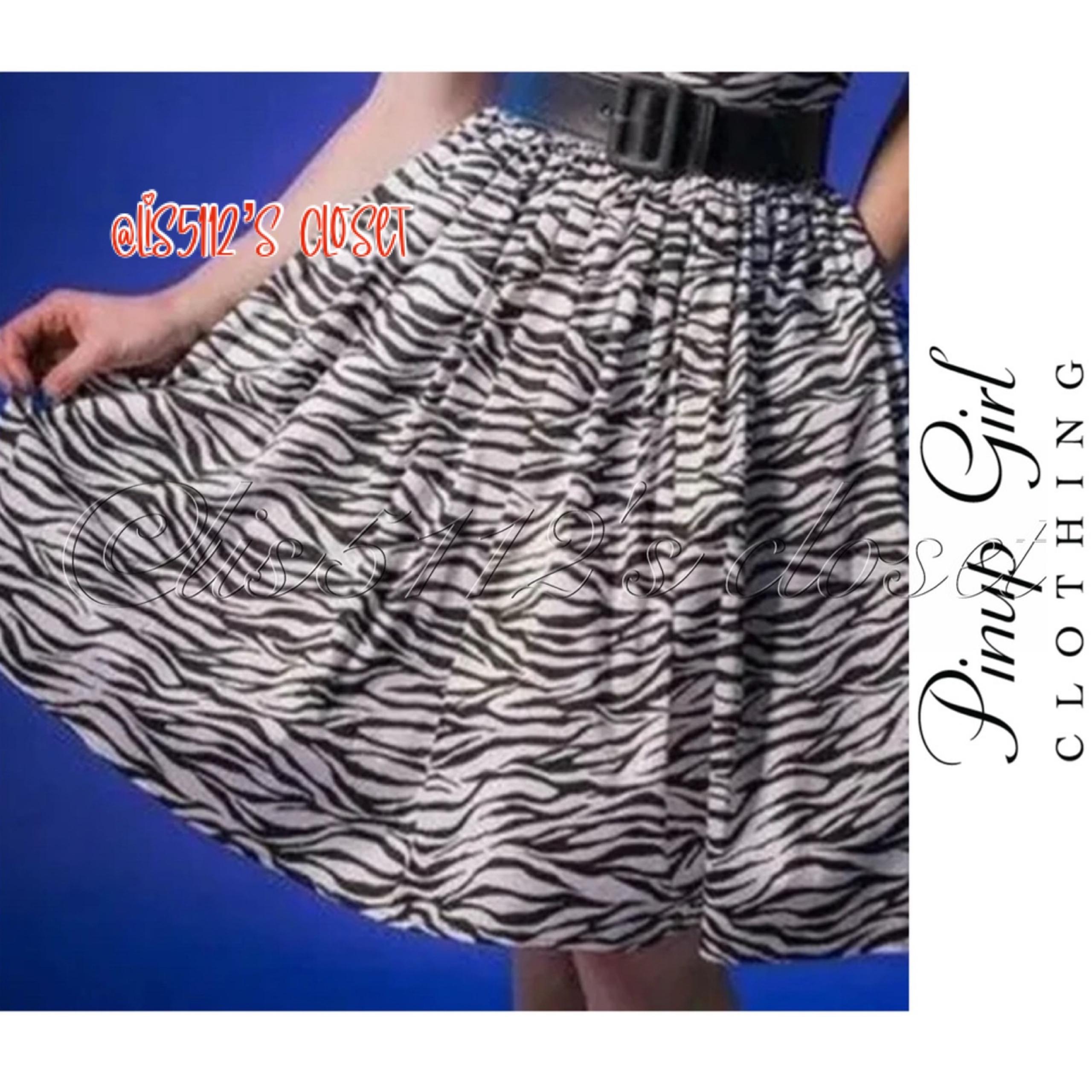 Pinup Couture x Deadly Dames by Micheline Pitt Zebra Print Swing Skirt XS