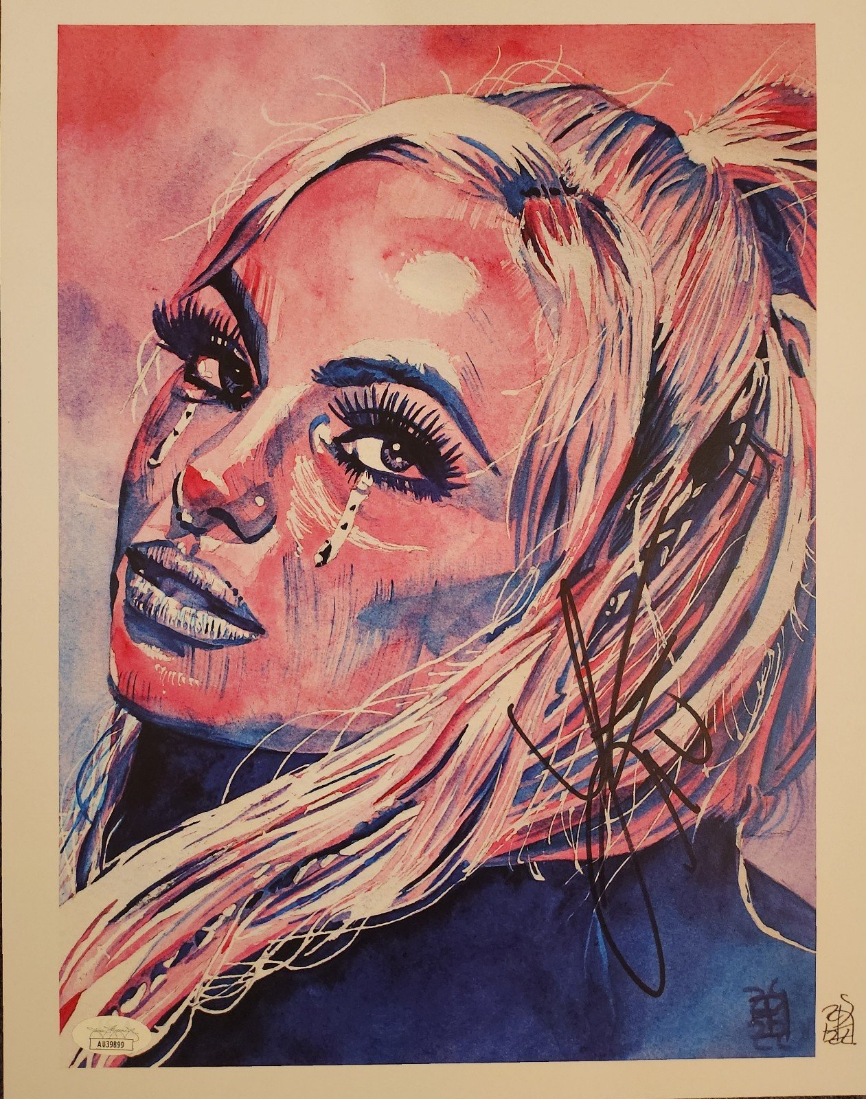 WWE Superstar Liv Morgan Autographed Rob Schamberger Art Print - detail