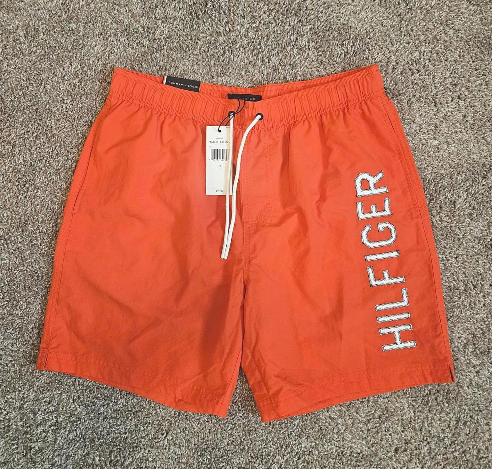 Nwt Tommy Hilfiger Men's Swim Trunks -Orange, 7-Inch Inseam