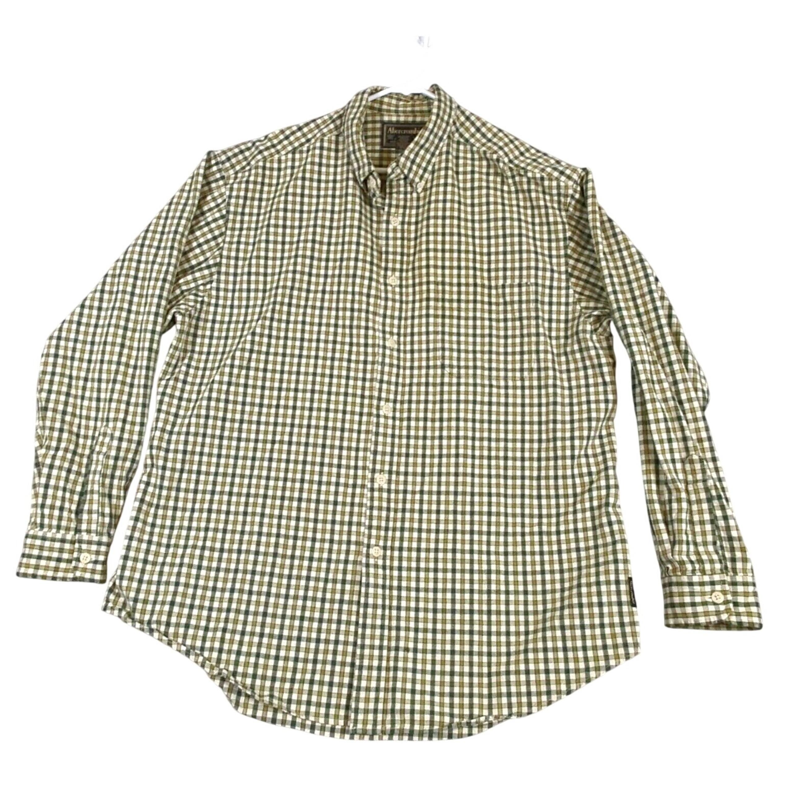 Vintage Abercrombie & Fitch Shirt Mens Large Yellow Gingham Plaid Long Sleeve