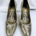 Roberto Cavalli Size 40 (US 9-9.5) Faux Gold Chips Slip On Stiletto Pumps Italy