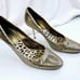 Roberto Cavalli Size 40 (US 9-9.5) Faux Gold Chips Slip On Stiletto Pumps Italy