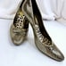 Roberto Cavalli Size 40 (US 9-9.5) Faux Gold Chips Slip On Stiletto Pumps Italy