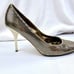 Roberto Cavalli Size 40 (US 9-9.5) Faux Gold Chips Slip On Stiletto Pumps Italy