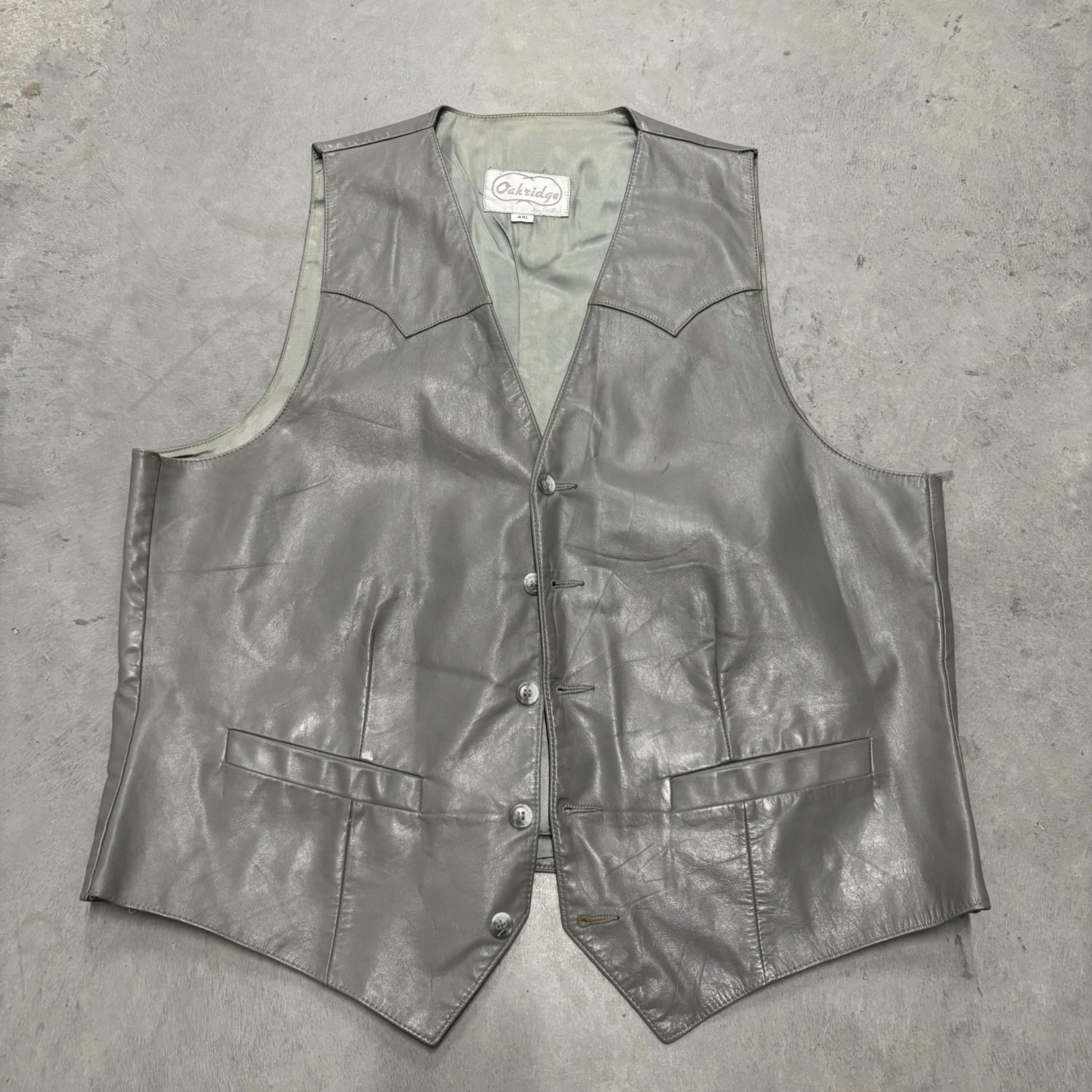 Scully 44L Gray Oakridge Leather Vest Western Biker Lined