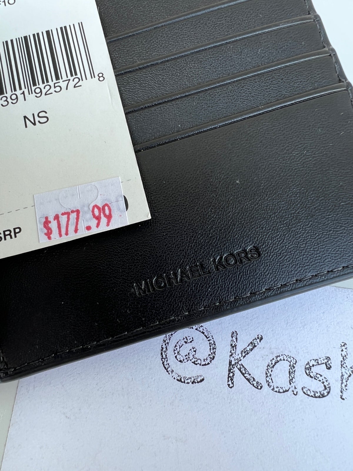 Shops Michael Kors MK Cooper Logo and Faux Leather Men Wallet -Flame