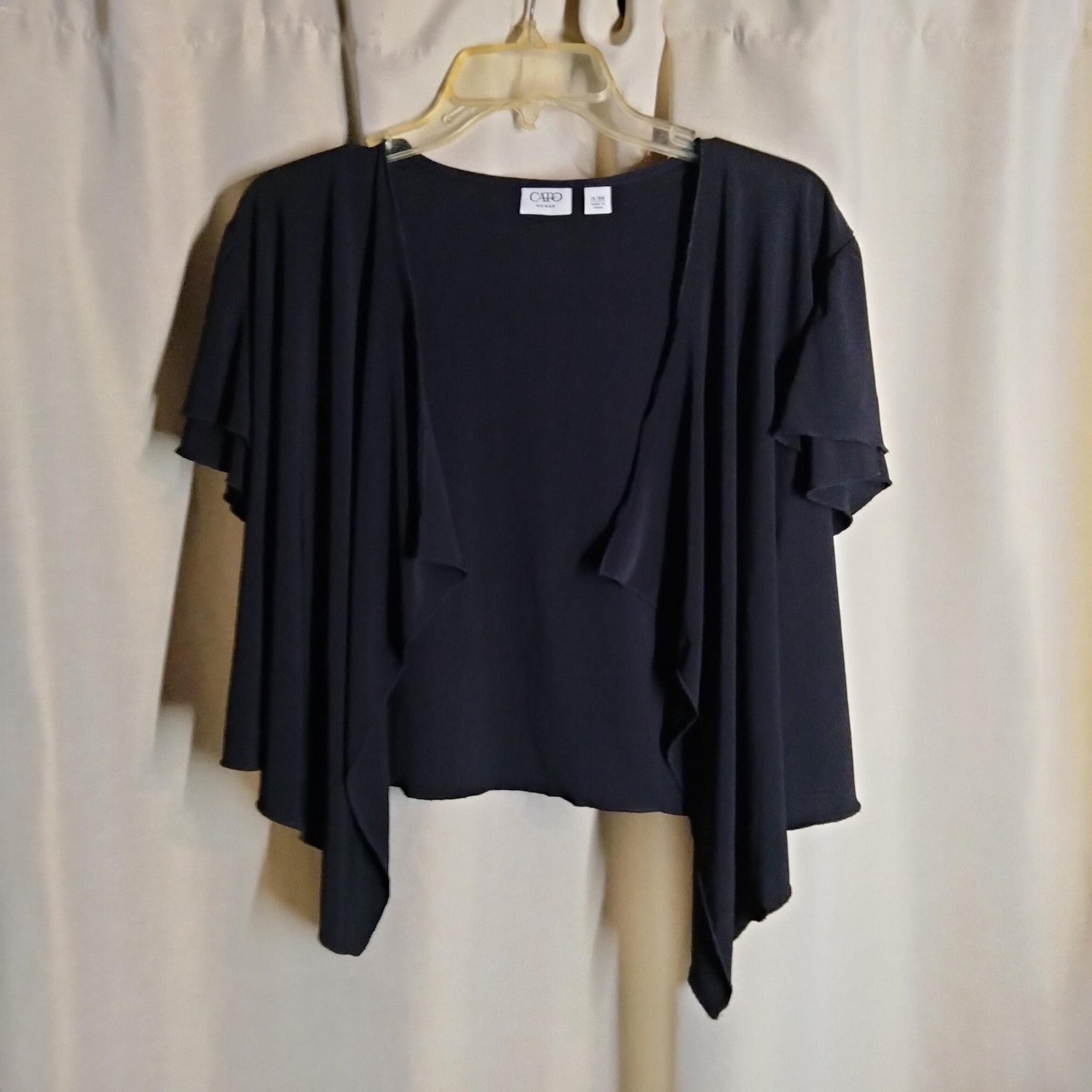 Cato women's size 14/16 black open front stretch short sleeve vest