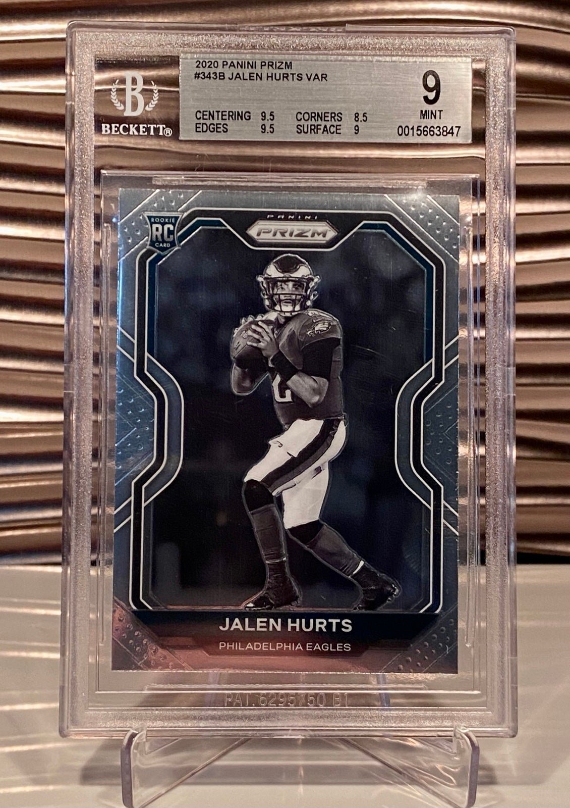 2020 JALEN HURTS ROOKIE PRIZM NEGATIVE SP BECKETT 9 MINT !