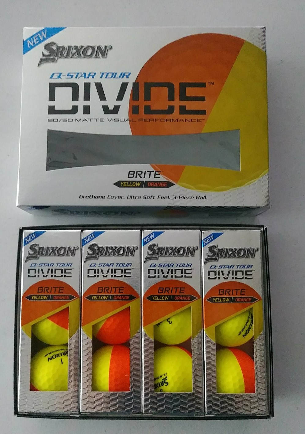 NEW! Srixon Q-Star Tour Divide - Orange & Yellow Golf balls - 1 Dozen - HTF!