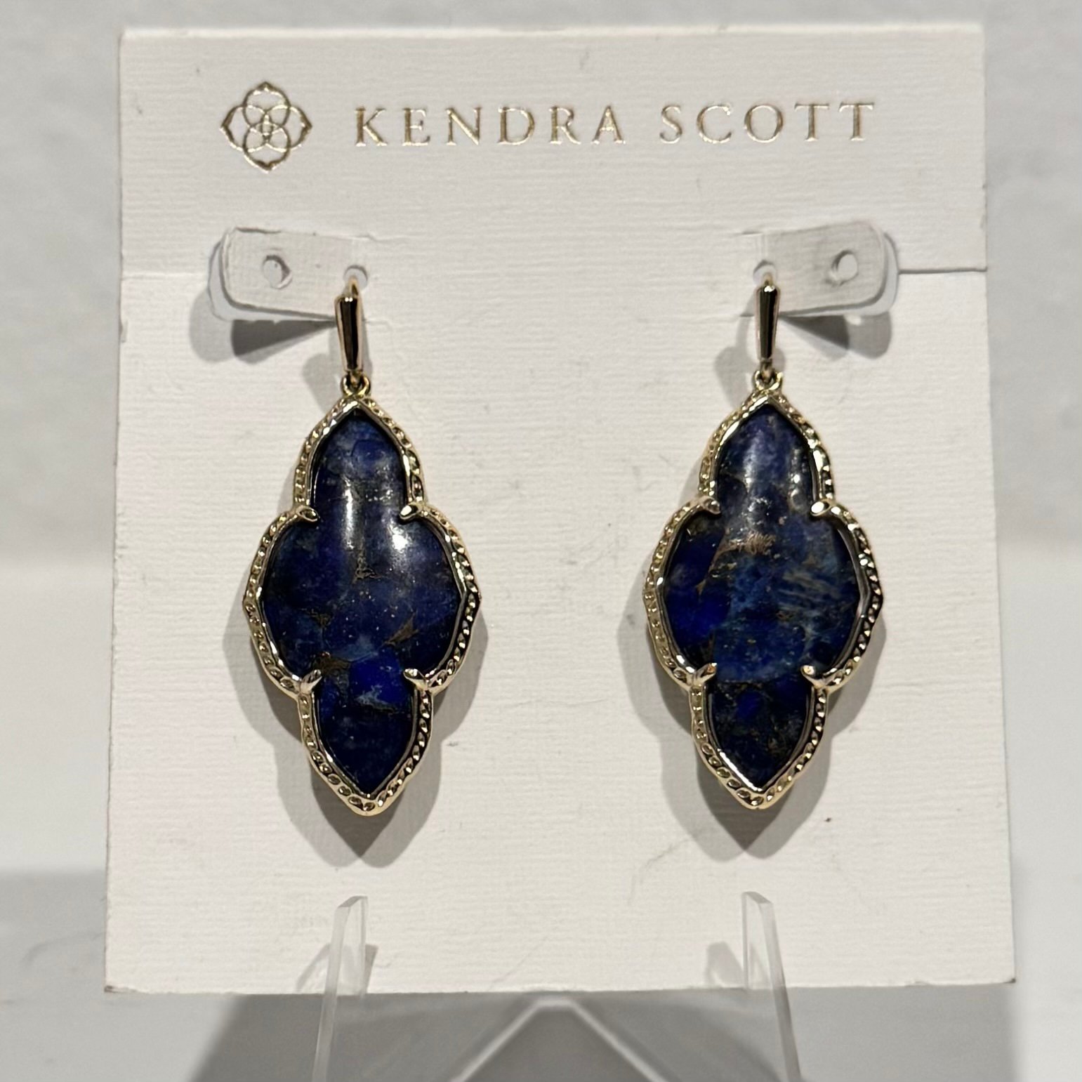 Rare HTF Kendra Scott Abbie Earrings – Lapis Blue Gold – Christmas Gift!
