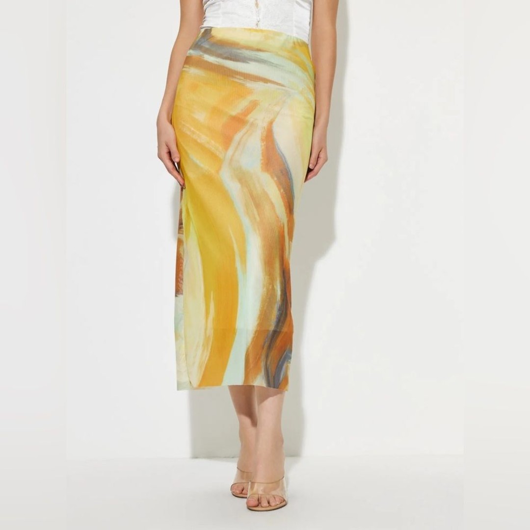 Art To Wear Bodycon Skirt Womens Small Abstract Colorful Fitted Abstract Party
