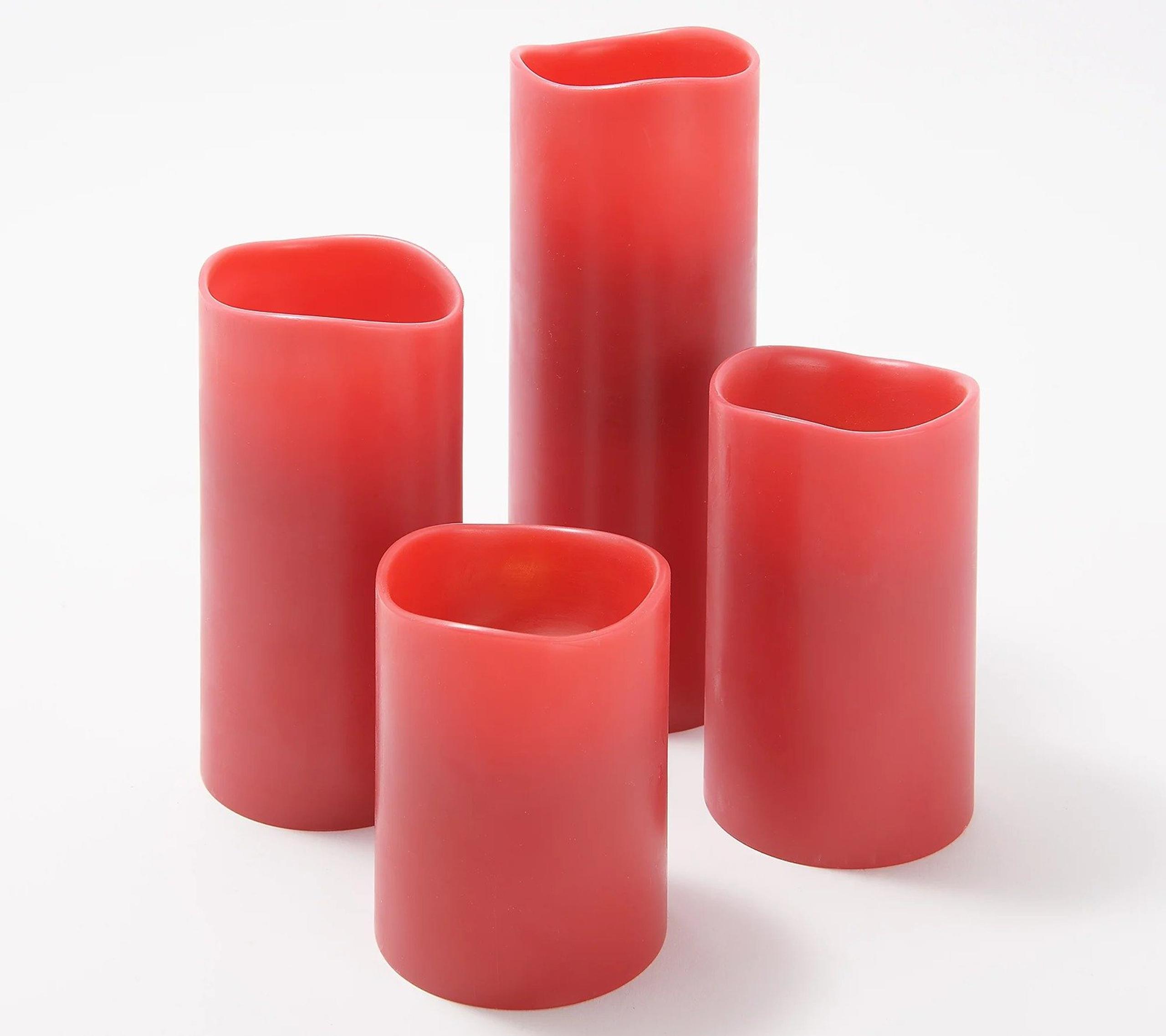 Matchless by Luminara Flameless S/4 4,5,6,8" Push Button Pillars - Red h263938