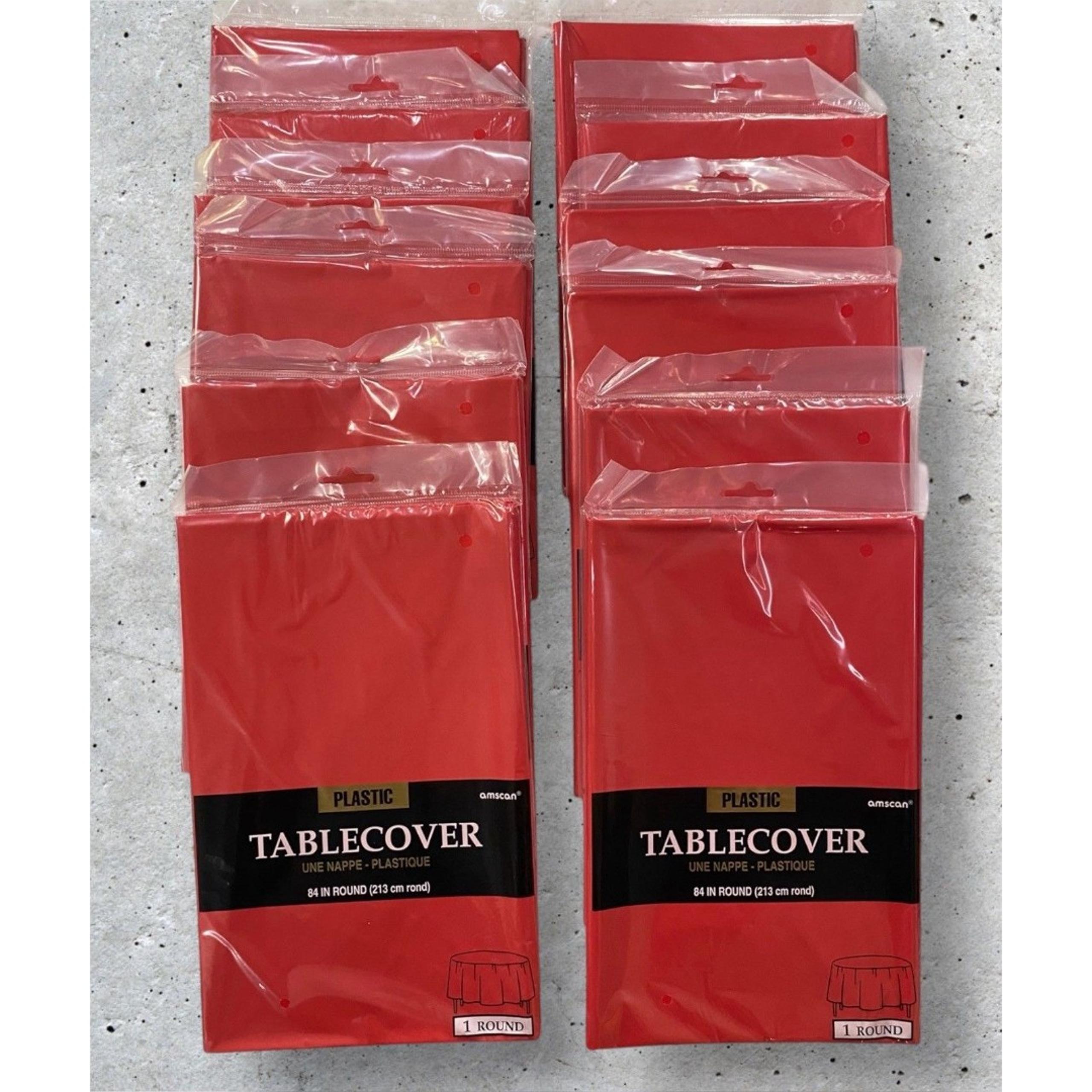 12 Pack 84" Disposable Plastic Round Tablecloth Table Covers Party Supplies Red