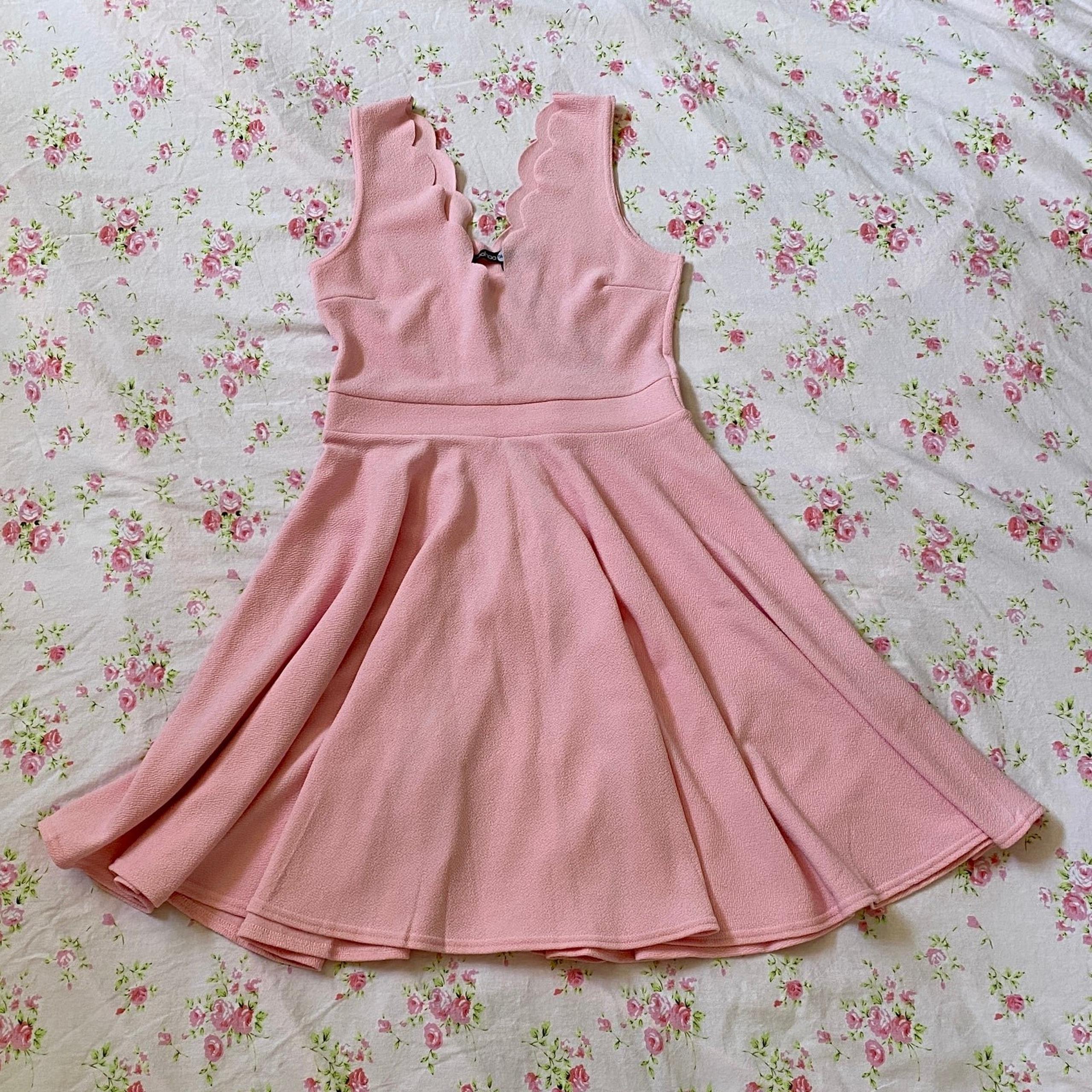 NWT! Pink A-Line Skater Dress w/ Scalloped Straps