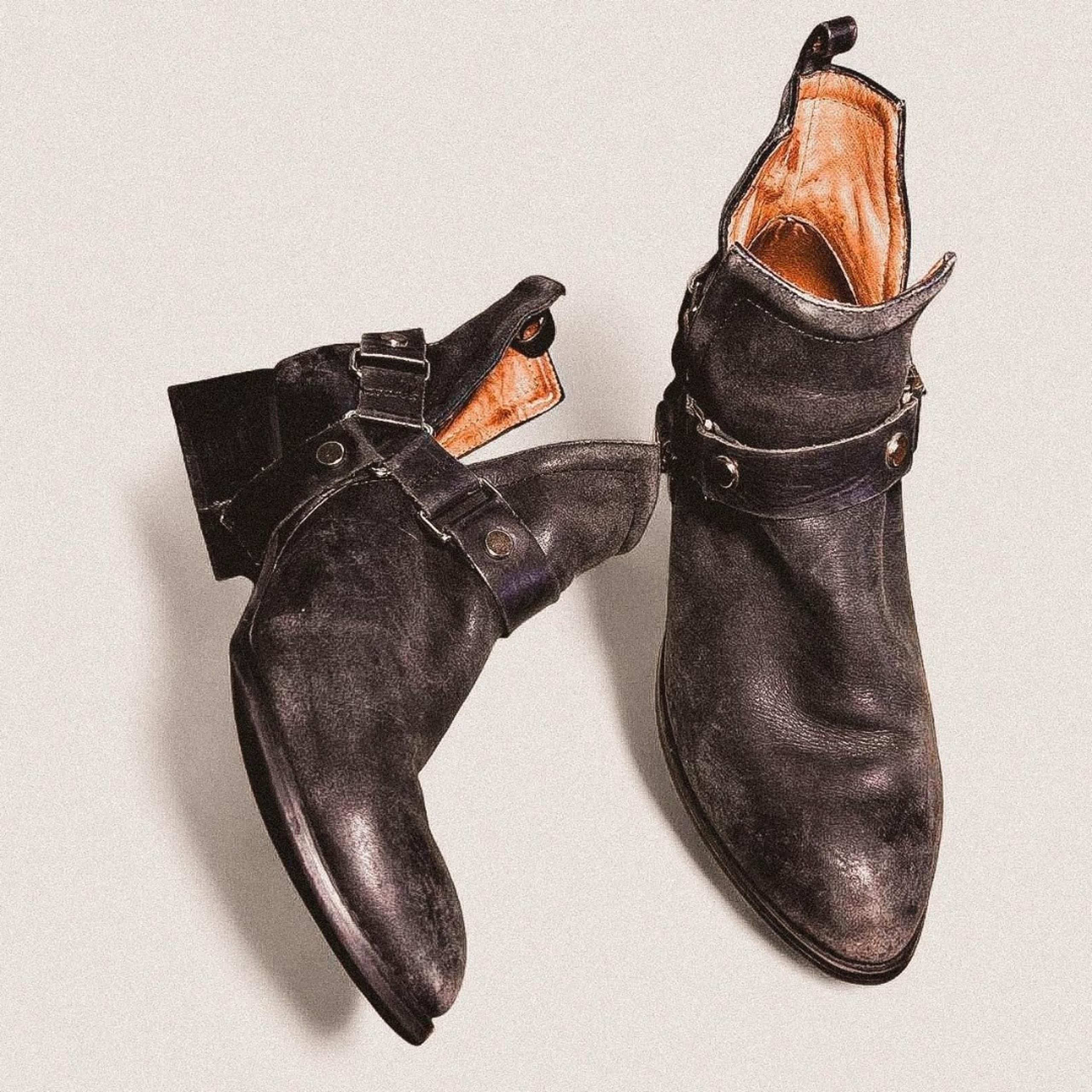 Jeffrey Campbell Leather Western Festival Moto Musk-Harness Ankle Boots 8