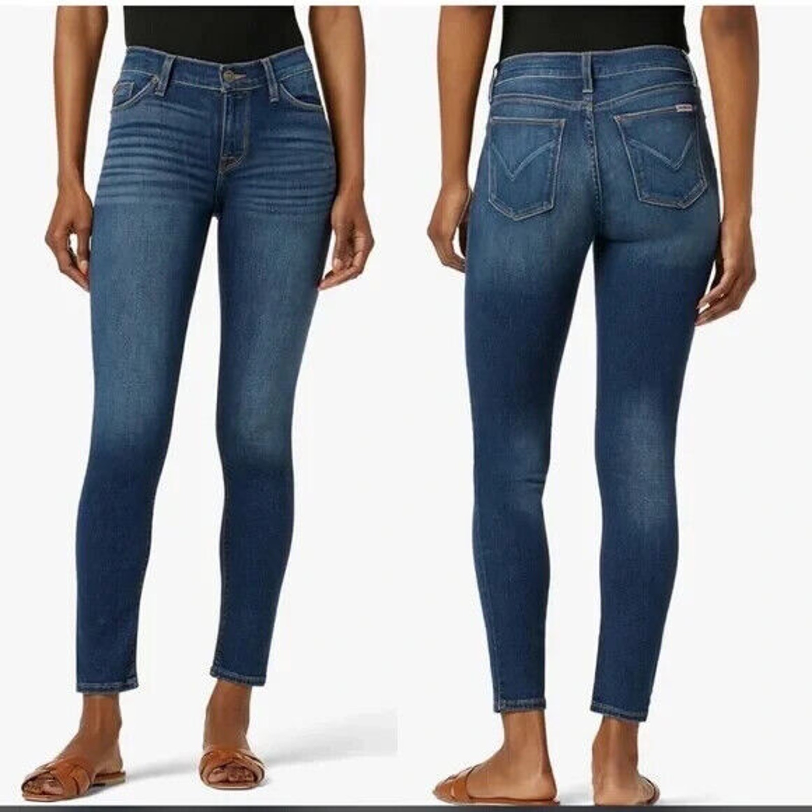 HUDSON Krista Super Skinny Jeans Dark Wash Blue Distressed 26 NW4072ZFA