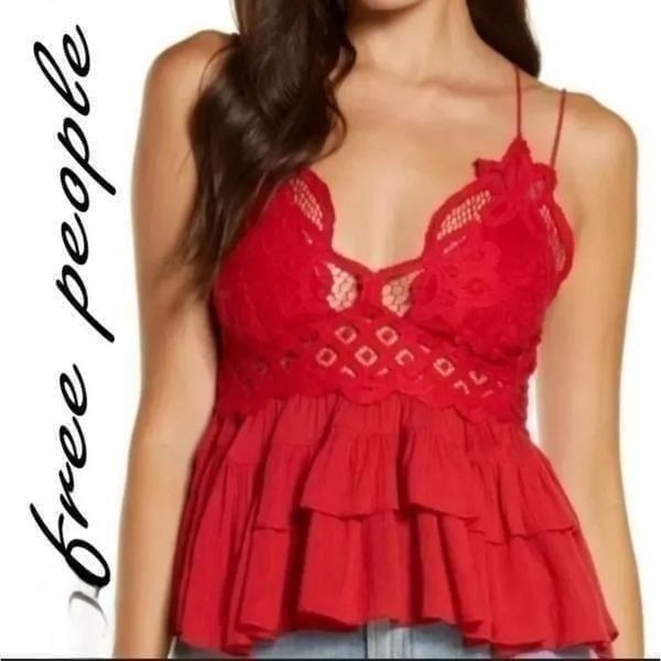 Free People Intimately Free People Adella Cami NWT Cherry Red XS