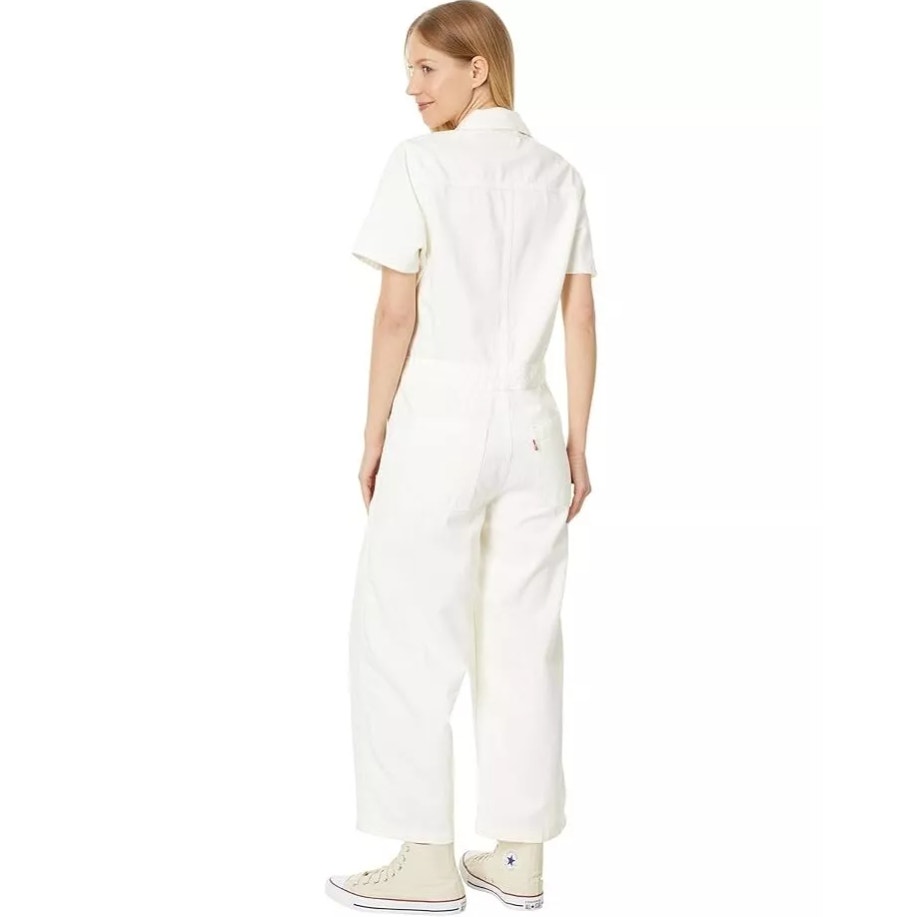 Levi's Heritage Short Sleeve White Denim Jumpsuit Size L