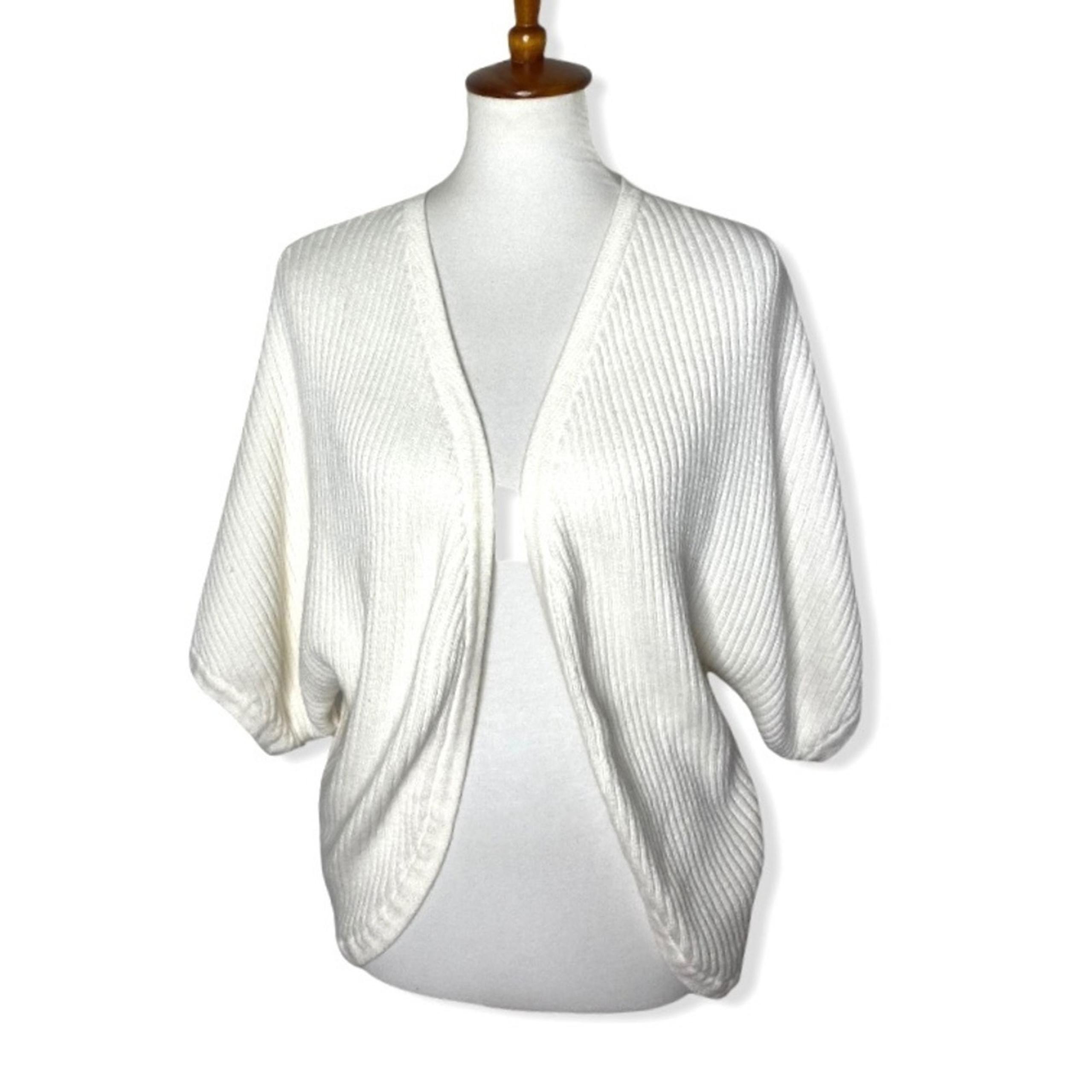 Garnet Hill Cream Ribbed Open Cardigan Size 6