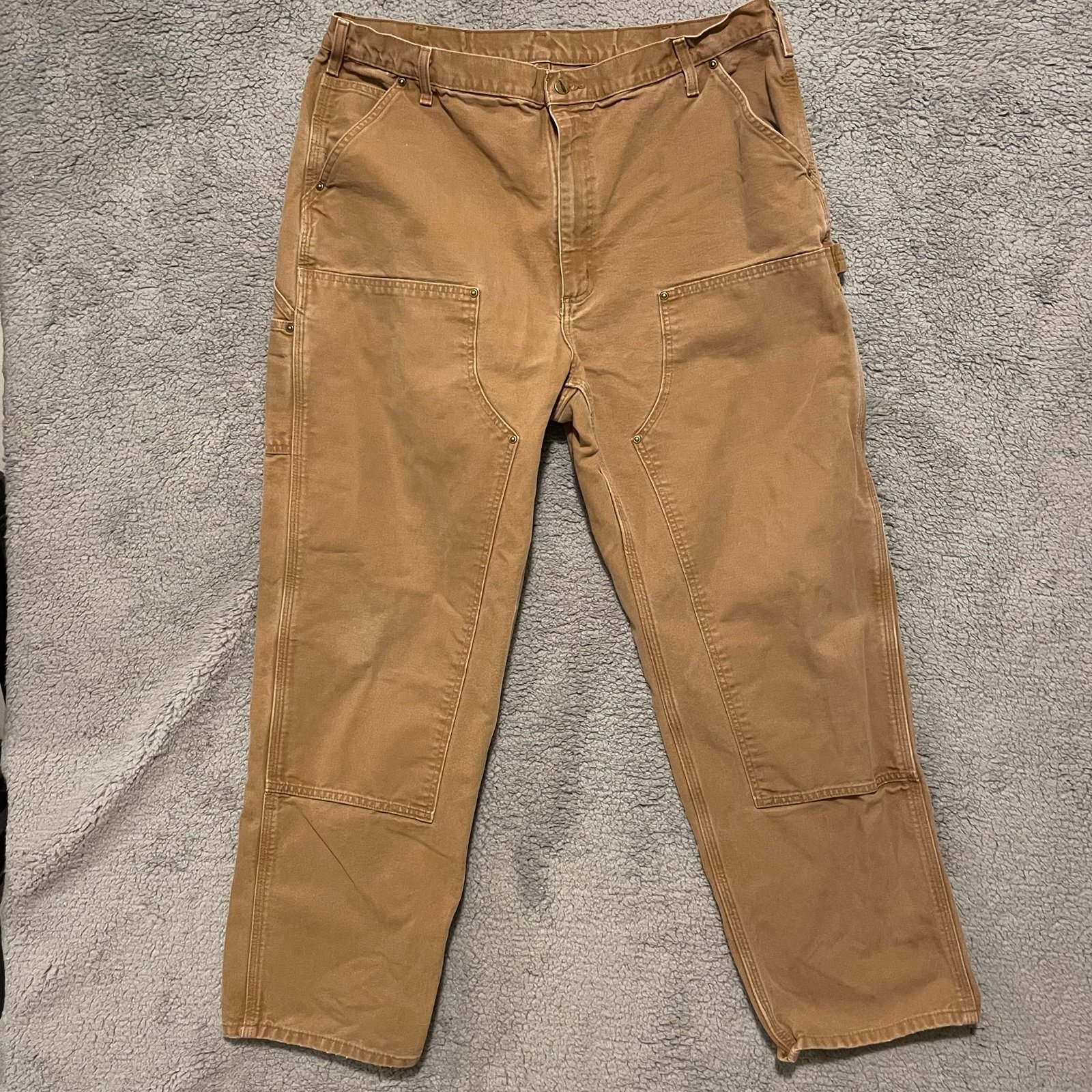 MENS Carhartt 40x32 B136 BRN Duck Double Knee Unlined Original Dungaree Pants