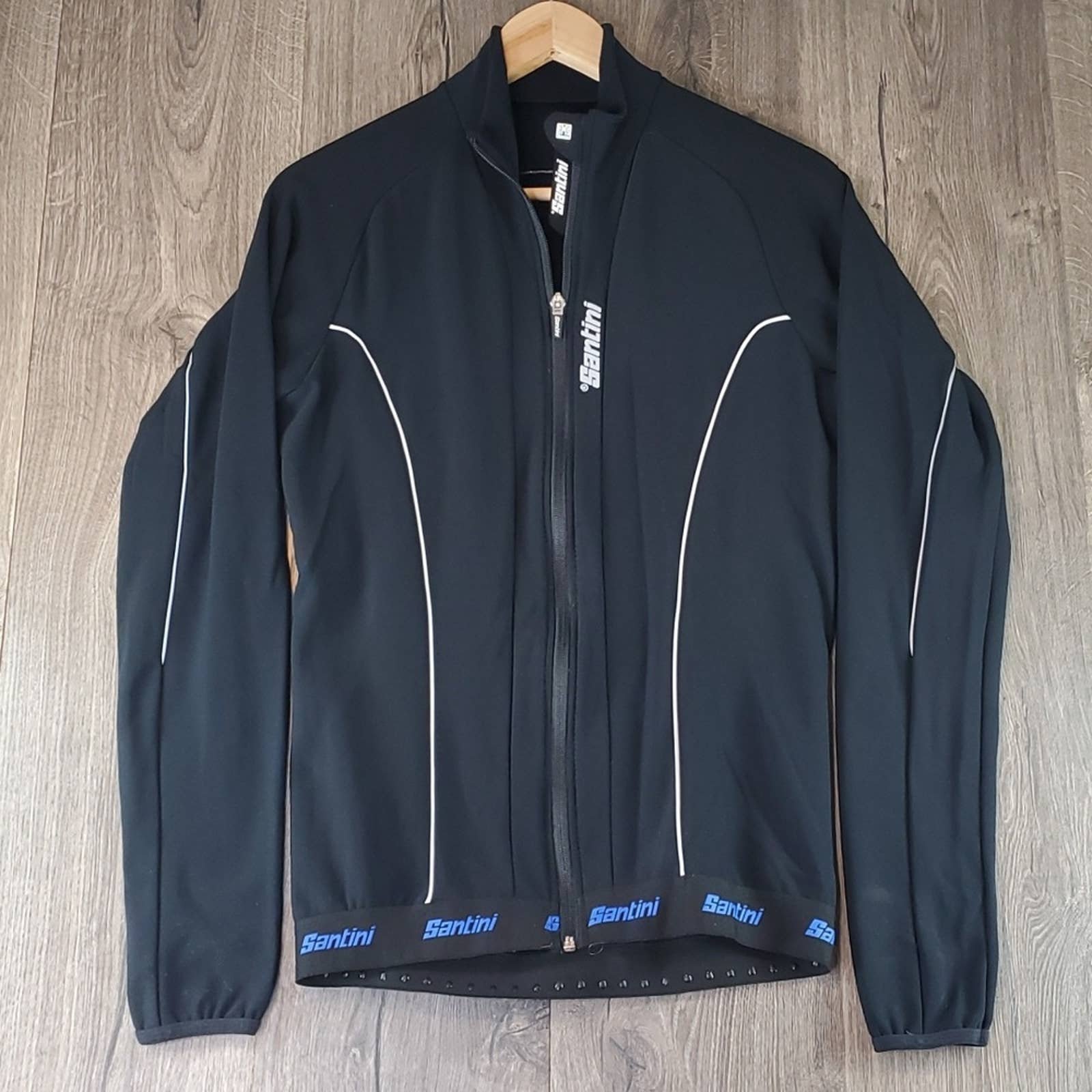 Santini H21 Acquazero Water Resistant Long Sleeve Jersey Black Men's Large