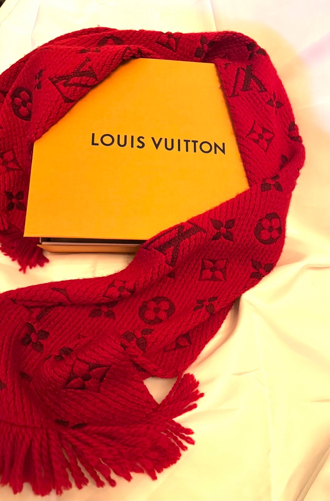 Louis Vuitton Monogram Red Scarf