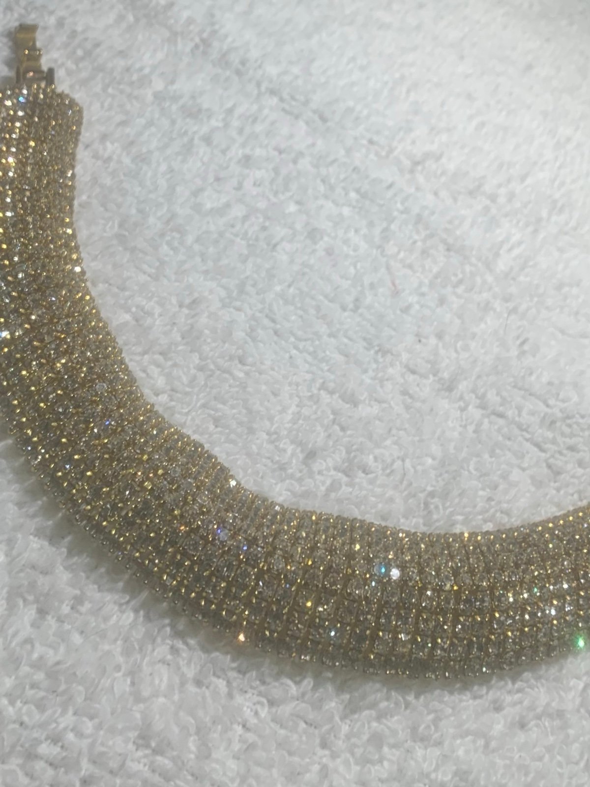 Vintage thick bracelet with clear stones