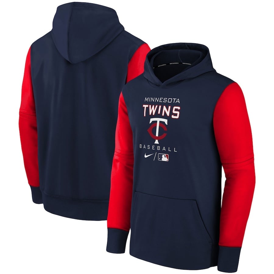 MEN Minnesota Twins Nike Navy/Red Authentic Collection Performance Pullover Hood