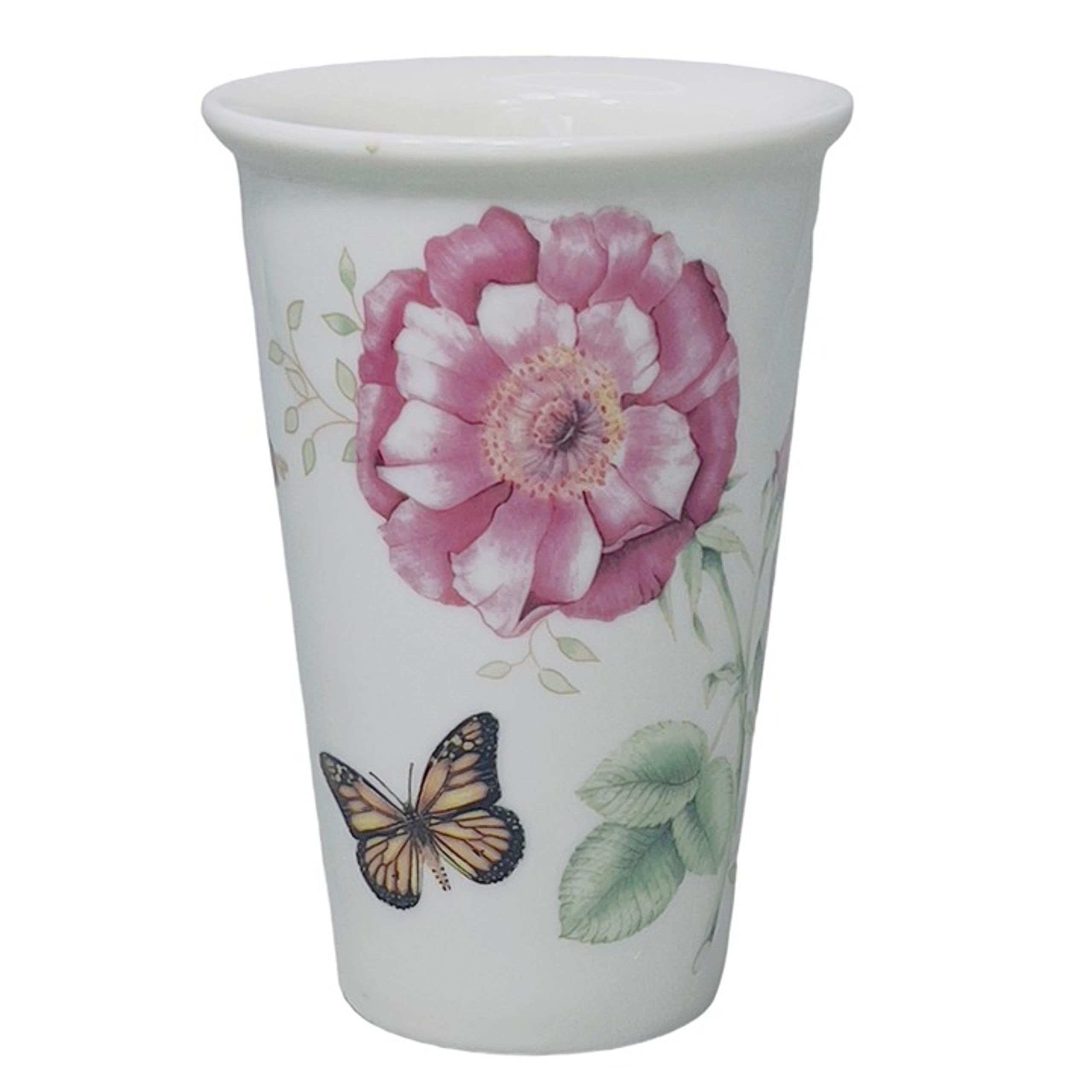 Lenox Butterfly Meadow Ceramic Thermal Coffee Tea Mug 10 oz No Lid EUC