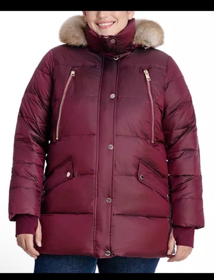 Michael Michael Kors Women's Faux-Fur Trim Hooded Down Puffer Coat